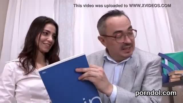 Nice bookworm gets tempted and shagged by her aged teacher