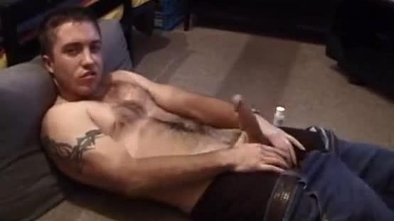 Hairy Jock Wanking On The Couch